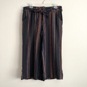 Democracy Womens Flex-ellent Wide Leg Cropped Pants Size 6 Black Striped Boho